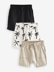Monochrome Palm Trees All-Over Print Lightweight 100% Cotton Jersey Shorts 3 Pack (3mths-7yrs) - Image 1 of 6