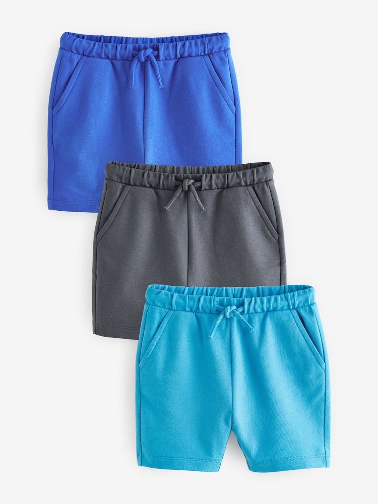 Blue/Teal/Mineral Jersey Shorts 3 Pack (3mths-7yrs) - Image 1 of 6