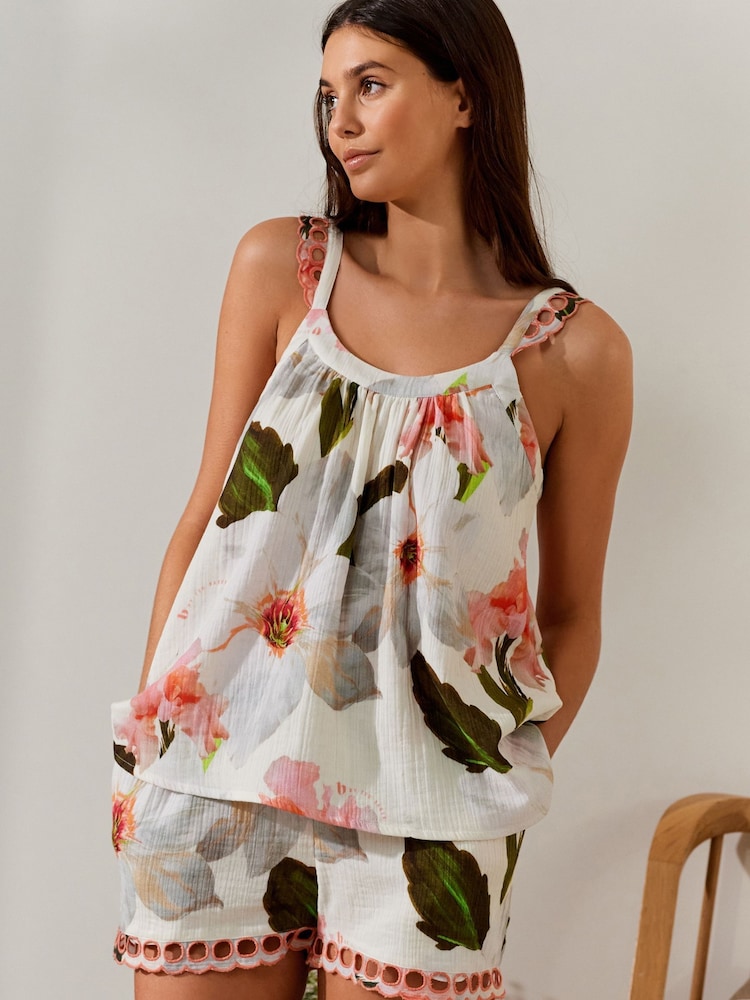B by Ted Baker Ecru 100% Cotton Short Pyjamas Set - Image 2 of 11 B by Ted Baker Ecru 100% Cotton Short Pyjamas Set - Image 2 of 11