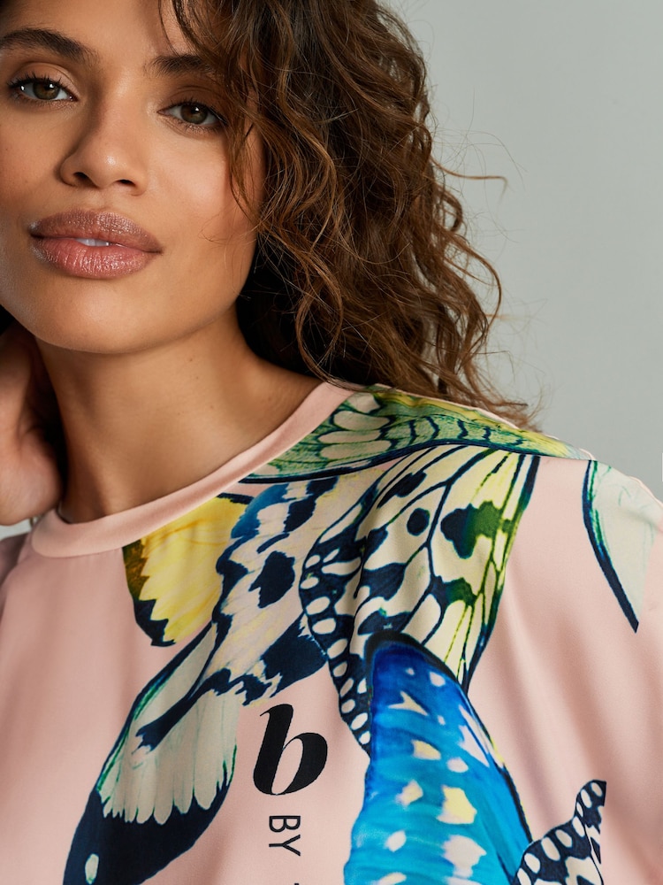 B by Ted Baker Putty Jersey Satin Mix Pyjama Shorts Set - Image 2 of 5