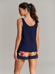 B by Ted Baker Coral/Blue Viscose Dobby Pyjama Shorts Set - Image 3 of 10