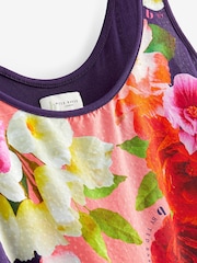 B by Ted Baker Coral/Blue Viscose Dobby Pyjama Shorts Set - Image 9 of 10