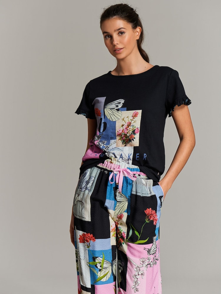 B by Ted Baker Jersey Viscose Black 100% Cotton Pyjama Set - Image 1 of 11