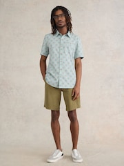White Stuff Blue Daisy Tile Printed Short Sleeve Shirt - Image 3 of 7