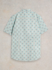 White Stuff Blue Daisy Tile Printed Short Sleeve Shirt - Image 6 of 7