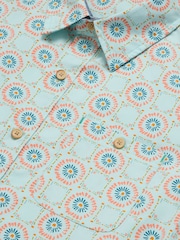 White Stuff Blue Daisy Tile Printed Short Sleeve Shirt - Image 7 of 7