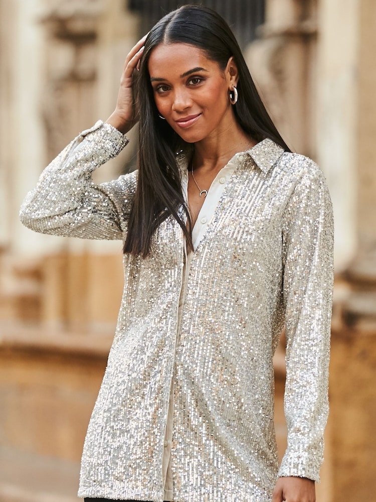 Sosandar Gold Sequin Shirt - Image 3 of 3