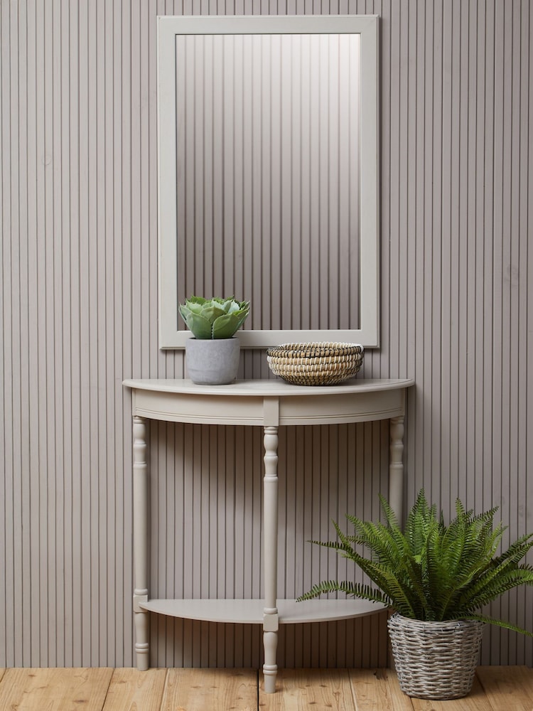 Interiors by Premier Grey Heritage Putty Pine Wood Half Moon Console Table - Image 1 of 6