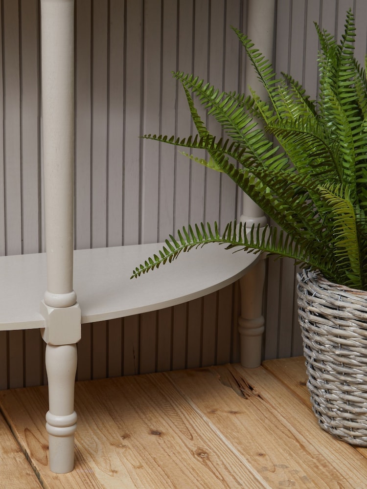 Interiors by Premier Grey Heritage Putty Pine Wood Half Moon Console Table - Image 2 of 6