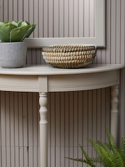 Interiors by Premier Grey Heritage Putty Pine Wood Half Moon Console Table - Image 3 of 6