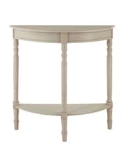 Interiors by Premier Grey Heritage Putty Pine Wood Half Moon Console Table - Image 4 of 6