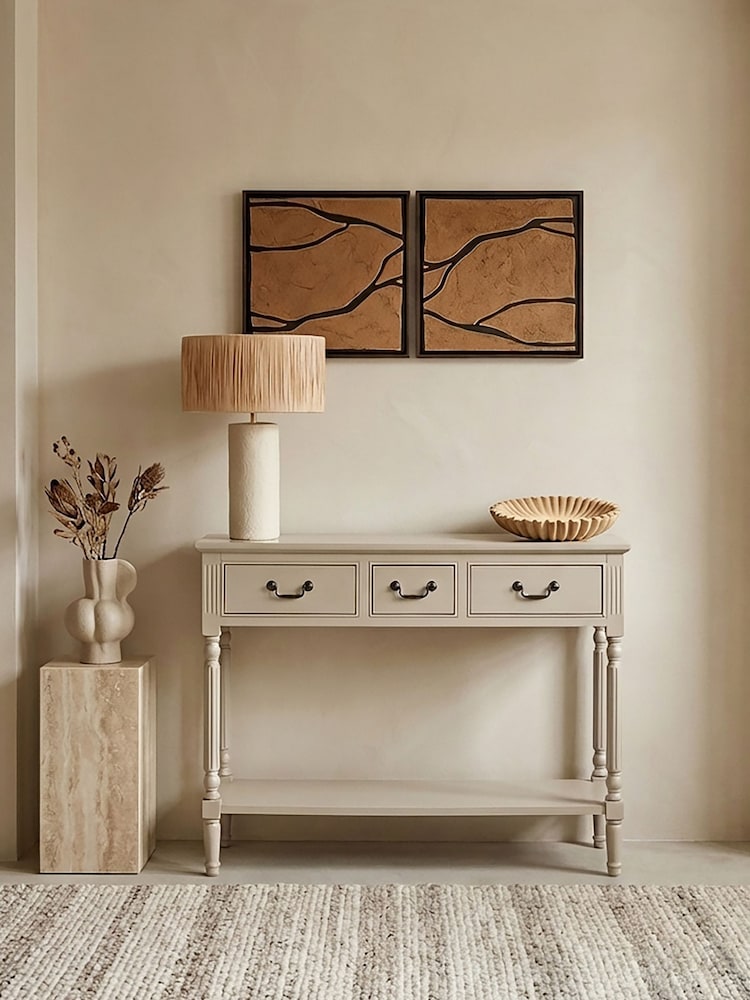 Interiors by Premier Grey Heritage 3 Drawer Putty Console Table - Image 1 of 6