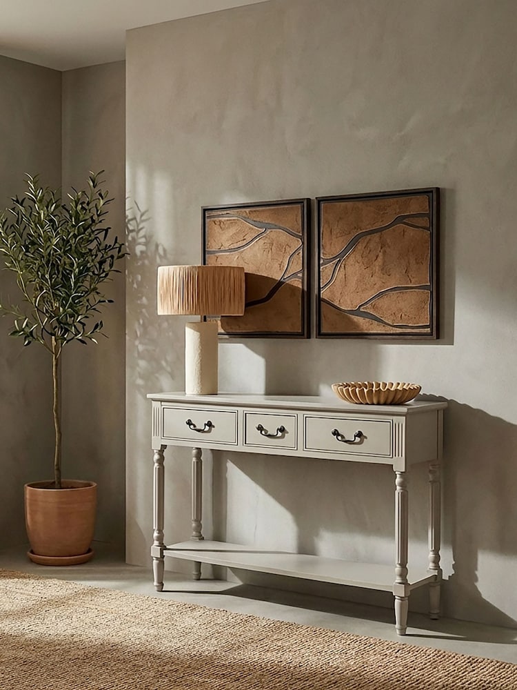 Interiors by Premier Grey Heritage 3 Drawer Putty Console Table - Image 2 of 6