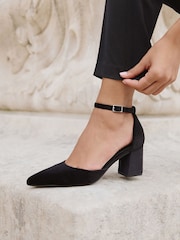 Linzi Black Velvet Manifest Closed Back Court Heel Shoes - Image 1 of 5