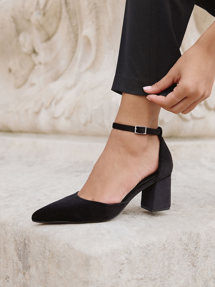 Linzi Black Velvet Manifest Closed Back Court Heel Shoes - Image 1 of 5 Linzi Black Velvet Manifest Closed Back Court Heel Shoes - Image 1 of 5