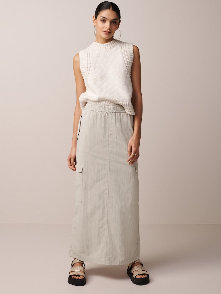 Stone Lightweight Cargo Midi Skirt - Image 1 of 6