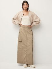 Khaki Green Lightweight Cargo Midi Skirt - Image 2 of 6