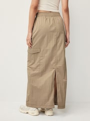 Khaki Green Lightweight Cargo Midi Skirt - Image 3 of 6