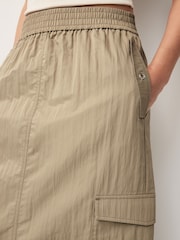 Khaki Green Lightweight Cargo Midi Skirt - Image 4 of 6