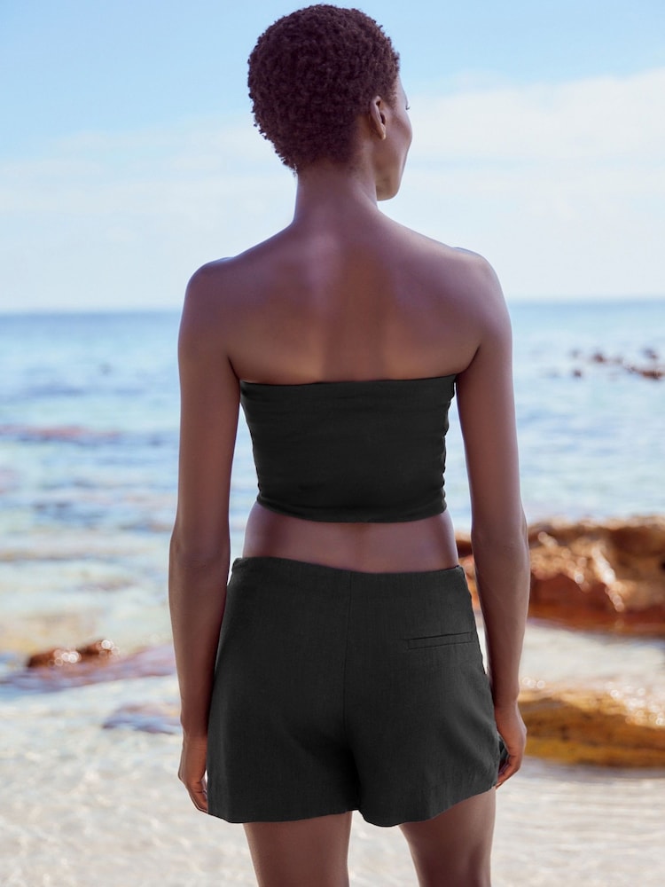 Black Linen Blend Skort - Image 2 of 6