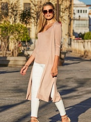 Sosandar Blush Metallic Super Sparkly Longline Cardigan - Image 1 of 4