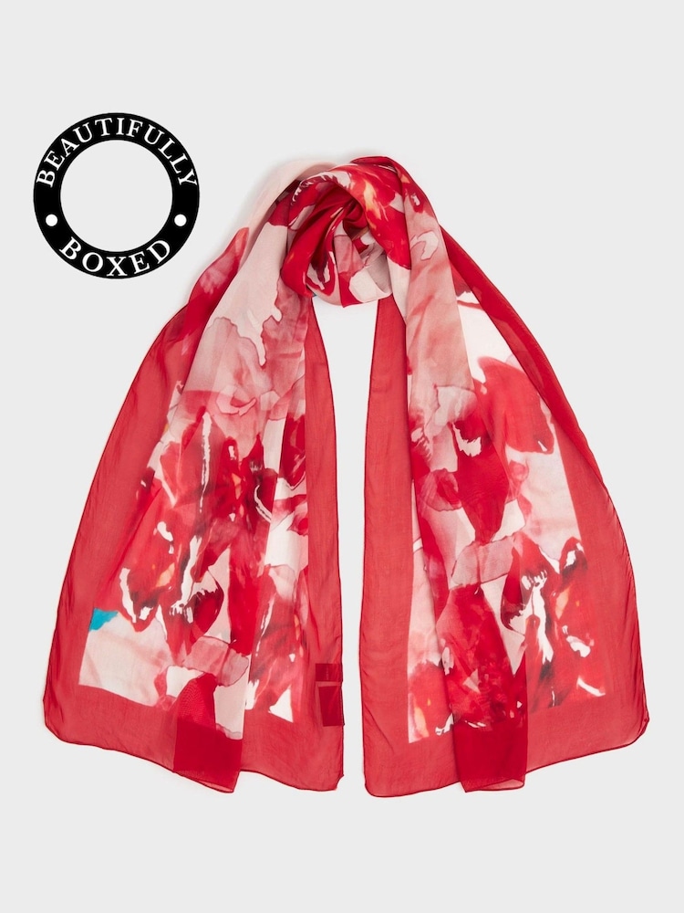 OSPREY LONDON Red The Lily Boxed Scarf - Image 1 of 4