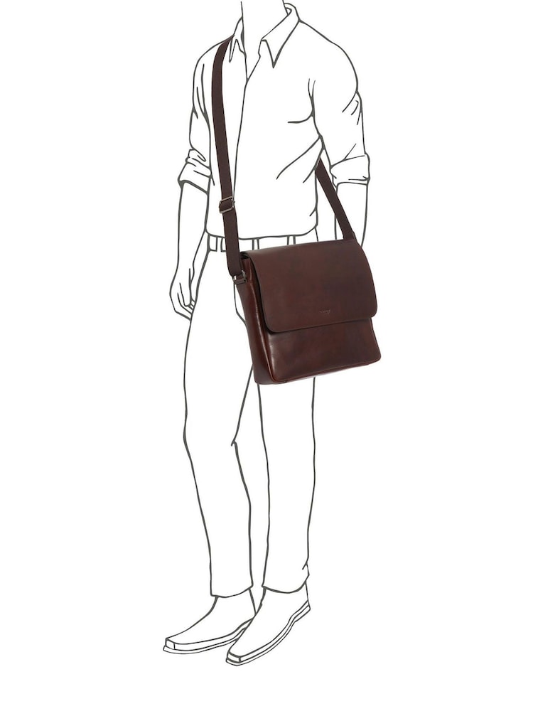 OSPREY LONDON Brown XL The Carter Leather Messenger Bag - Image 6 of 6 OSPREY LONDON Brown XL The Carter Leather Messenger Bag - Image 6 of 6