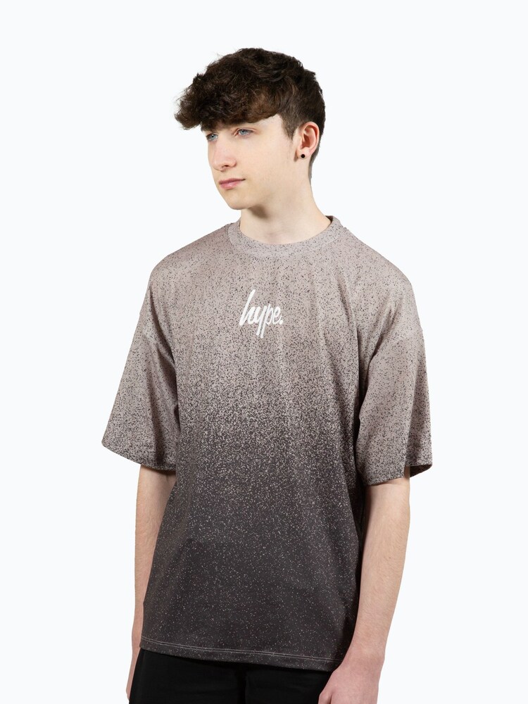 Hype. Boys Multi Speckle Fade Small Script Brown T-Shirt - Image 1 of 8 Hype. Boys Multi Speckle Fade Small Script Brown T-Shirt - Image 1 of 8