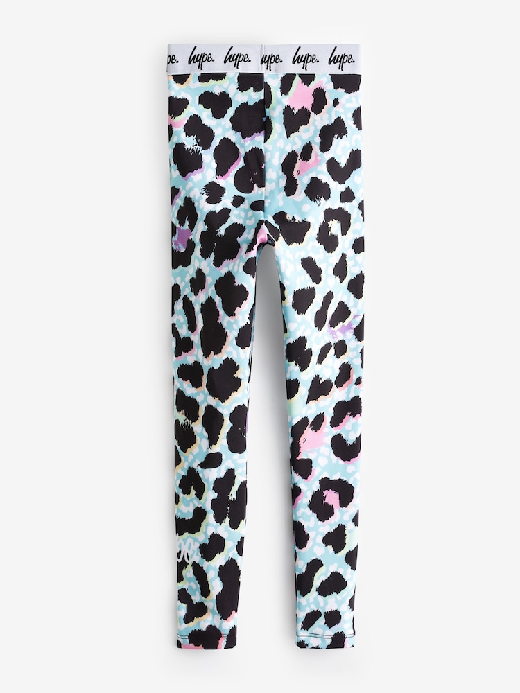 Hype. Girls Multi Ice Leopard Black Leggings - Image 2 of 3