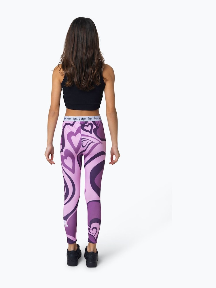 Hype. Kids Pink Swirl Heart Leggings - Image 2 of 9