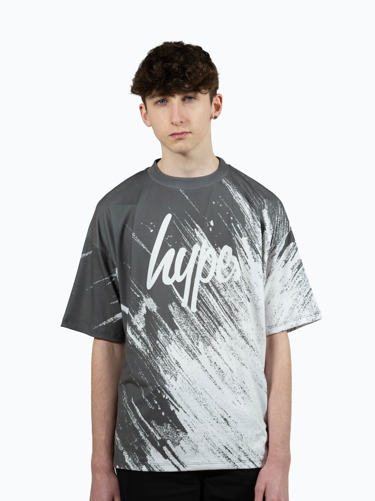 Hype. Boys Gery Multi Scratch Script T-Shirt - Image 1 of 8