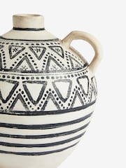 French Connection Cream/Black Round Handle Pattern Vase - Image 3 of 3