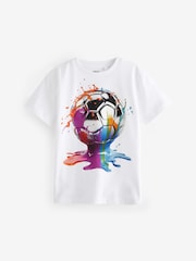 White Drippy Football 100% Cotton Short Sleeve Graphic T-Shirt (3-16yrs) - Image 1 of 3