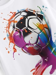 White Drippy Football 100% Cotton Short Sleeve Graphic T-Shirt (3-16yrs) - Image 3 of 3