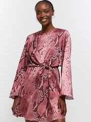 River Island Pink Knot Front Overlay Mini Dress - Image 1 of 6