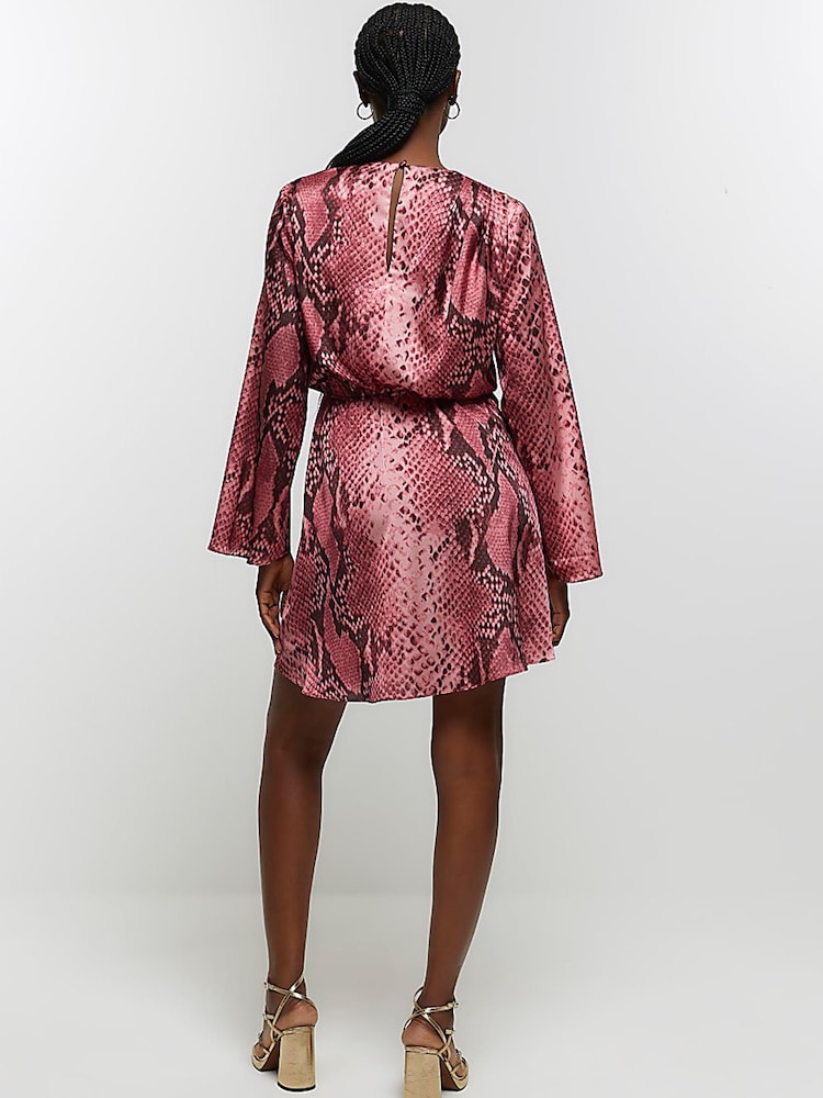 River Island Pink Knot Front Overlay Mini Dress - Image 2 of 6