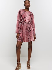 River Island Pink Knot Front Overlay Mini Dress - Image 3 of 6