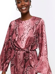 River Island Pink Knot Front Overlay Mini Dress - Image 4 of 6