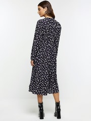 River Island Black Button Tea Floral Midi Dress - Image 2 of 6