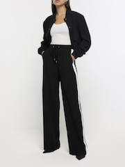River Island Black Tailored Wide Leg Side Stripe Joggers - Image 2 of 8
