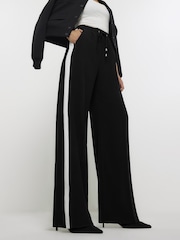River Island Black Tailored Wide Leg Side Stripe Joggers - Image 3 of 8