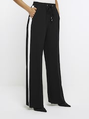 River Island Black Tailored Wide Leg Side Stripe Joggers - Image 4 of 8