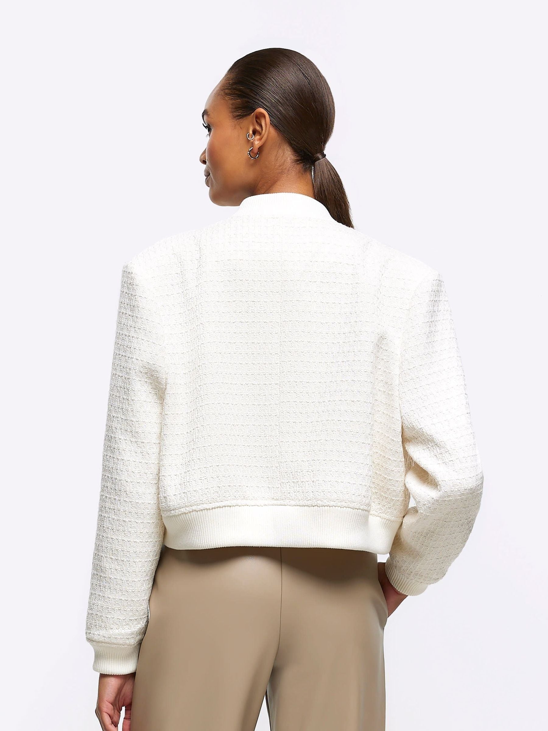 River island cream boucle jacket sale