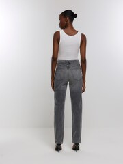 River Island Grey Straight Leg High Rise Jeans - Image 2 of 6