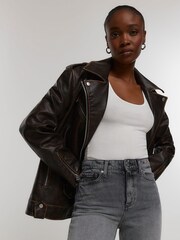 River Island Grey Straight Leg High Rise Jeans - Image 3 of 6