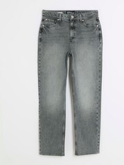 River Island Grey Straight Leg High Rise Jeans - Image 4 of 6