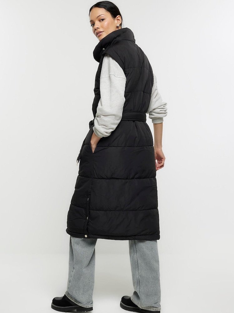 River Island Black Long Line Padded Gilet - Image 2 of 5