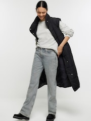 River Island Black Long Line Padded Gilet - Image 3 of 5