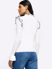 River Island Cream Frill Sleeve Jumper - Image 2 of 6