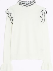 River Island Cream Frill Sleeve Jumper - Image 5 of 6